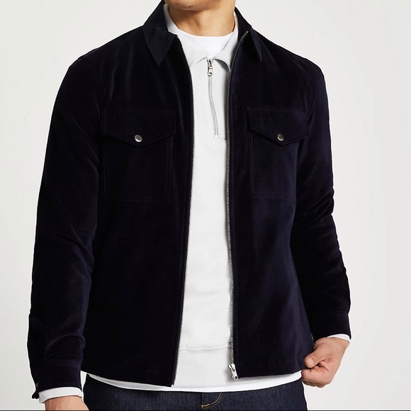 River Island Men’s Navy Long Sleeve Denim Shacket